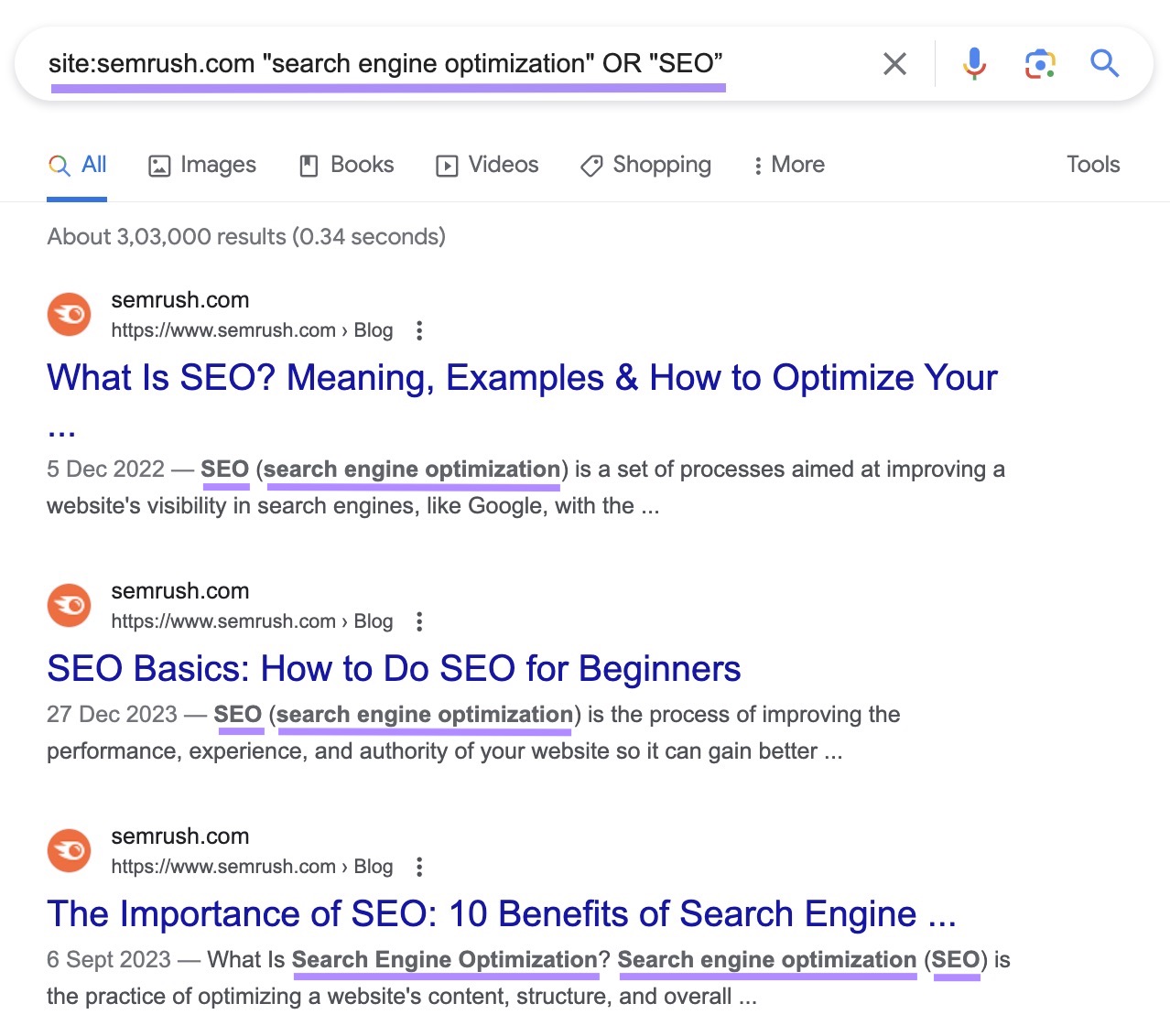Google's SERP for "site:sr02.amztools.in "search engine optimization" OR "SEO”” site search