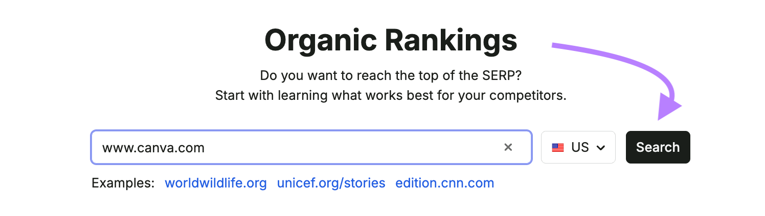 organic rankings start page