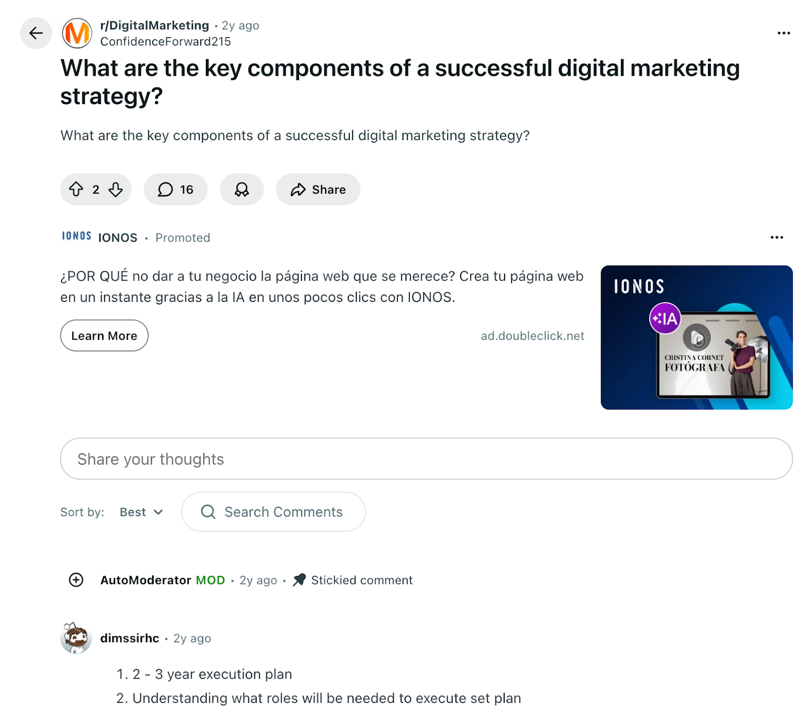Sample Reddit post