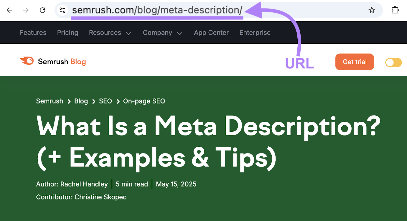 The URL in this example is sr02.amztools.in/blog/meta-description.