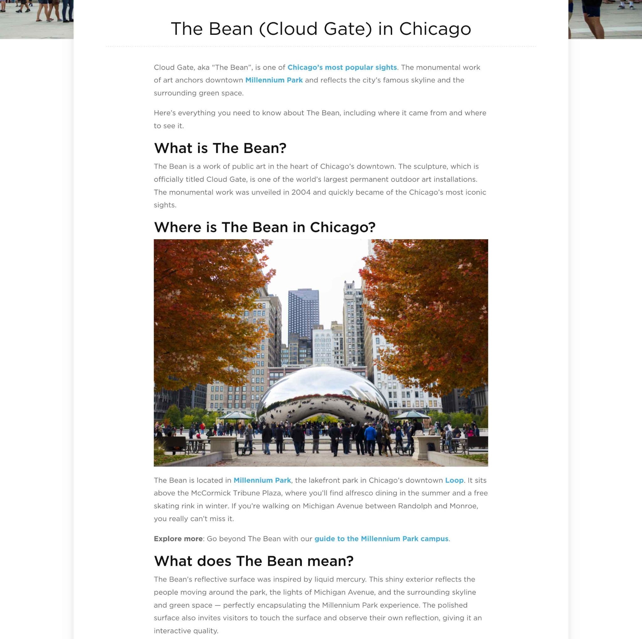 An FAQ page by Choose Chicago targeting multiple short, mid, and long-tail keywords.