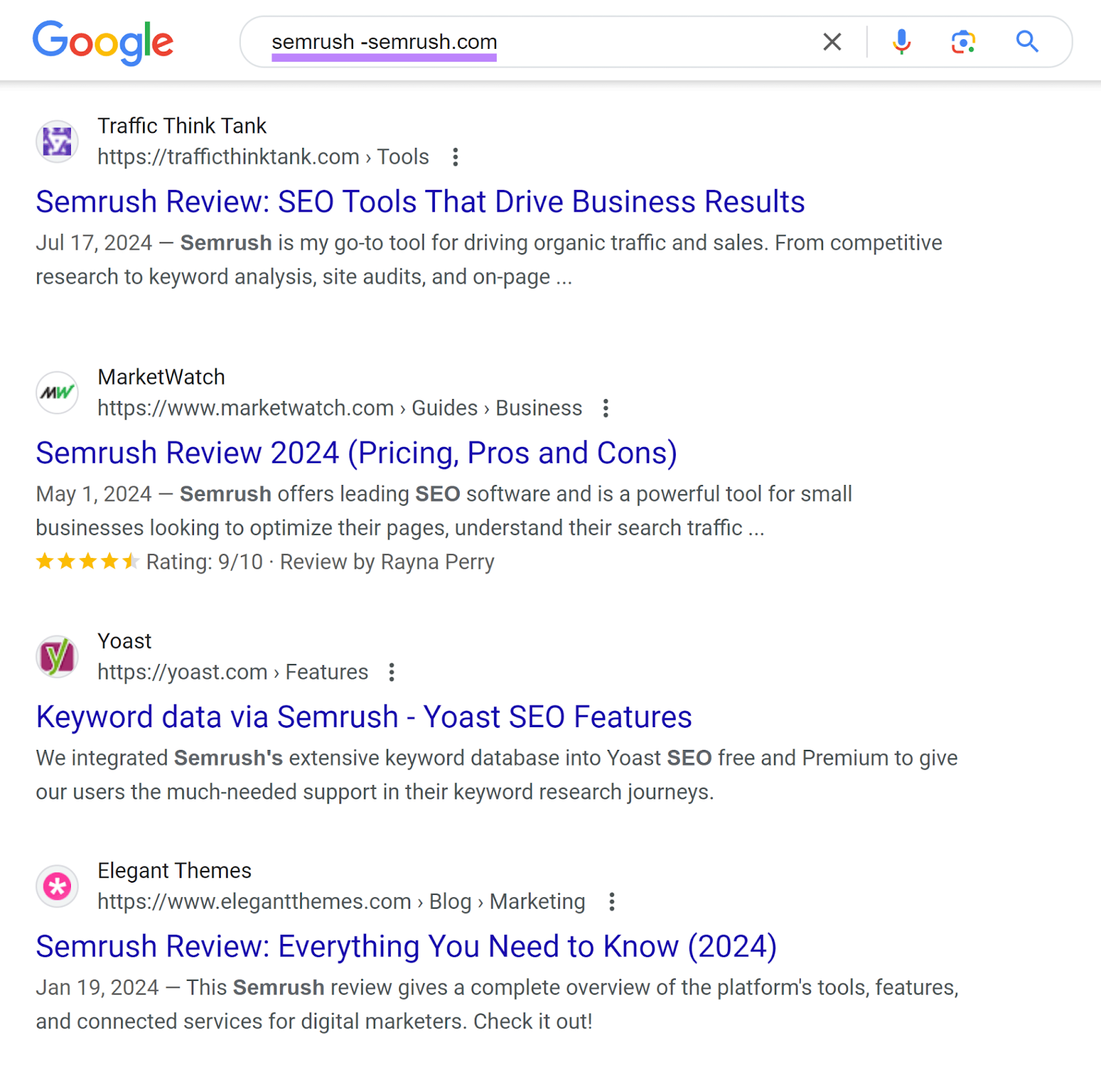 Google SERP for 'semrush -sr02.amztools.in' showing brand mentions