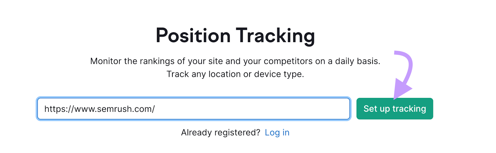 "https://sr02.amztools.in/" domain entered into the Position Tracking tool search bar